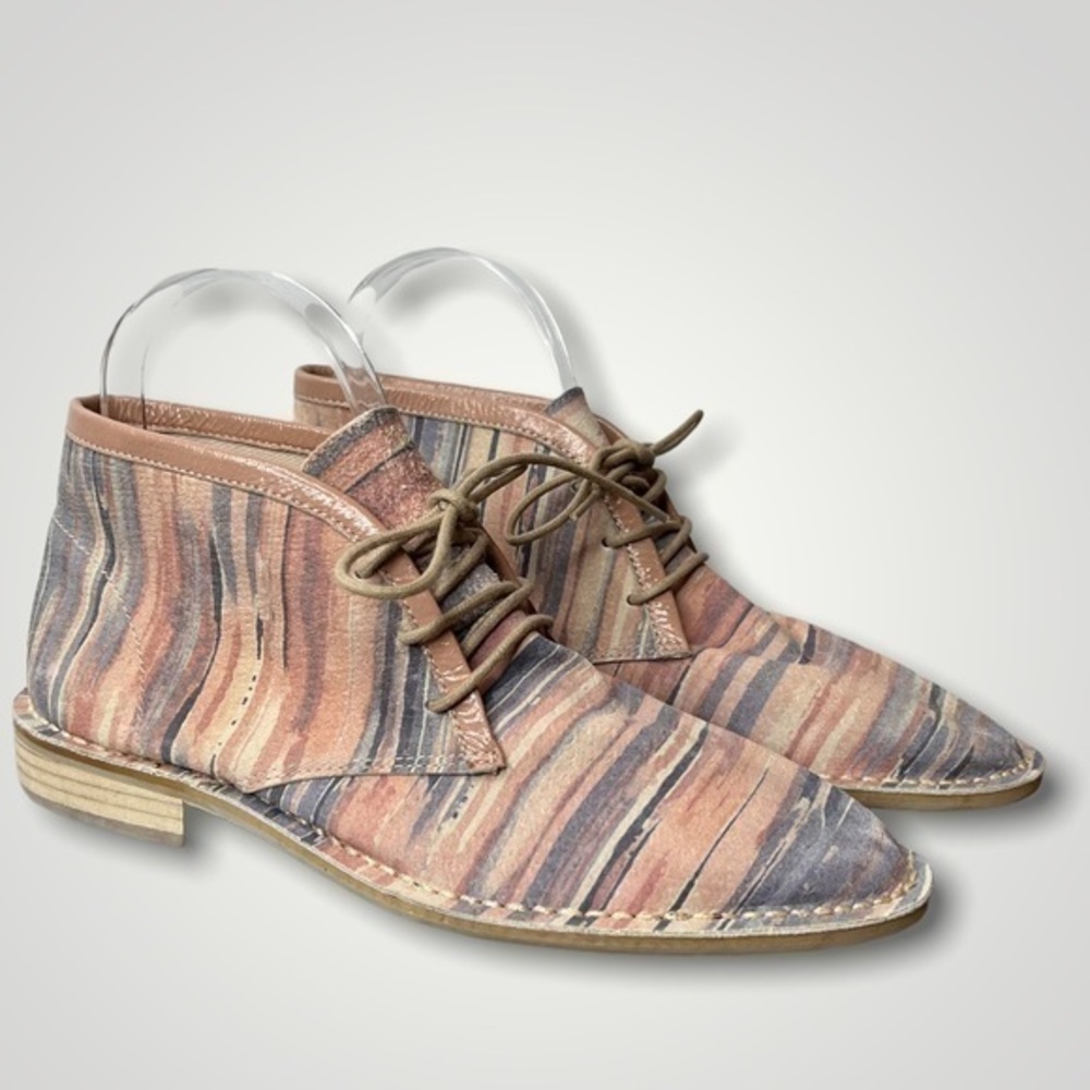 Kelsi Dagger Striped Suedet Ankle Boots in Pink, Blue, Tan